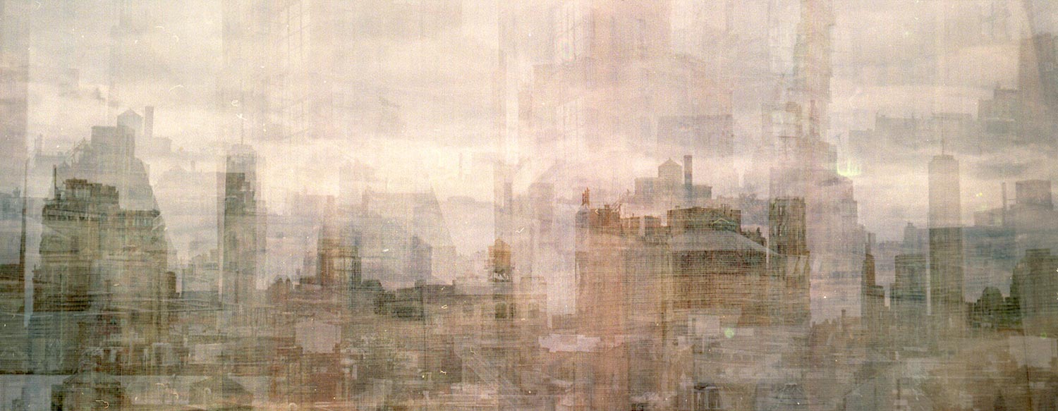 multiple exposure of New York City skyline