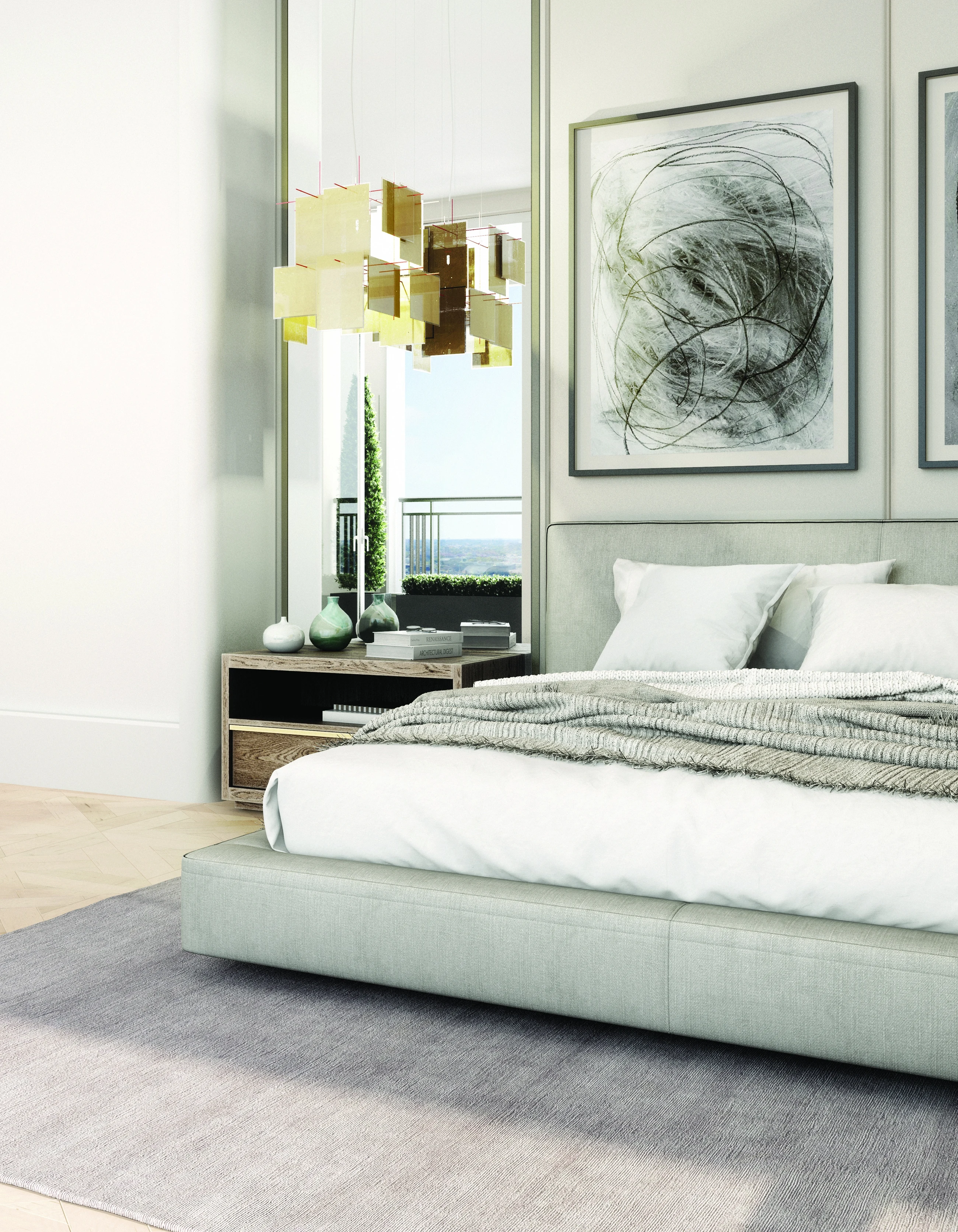 Luxury residential bedroom visualization