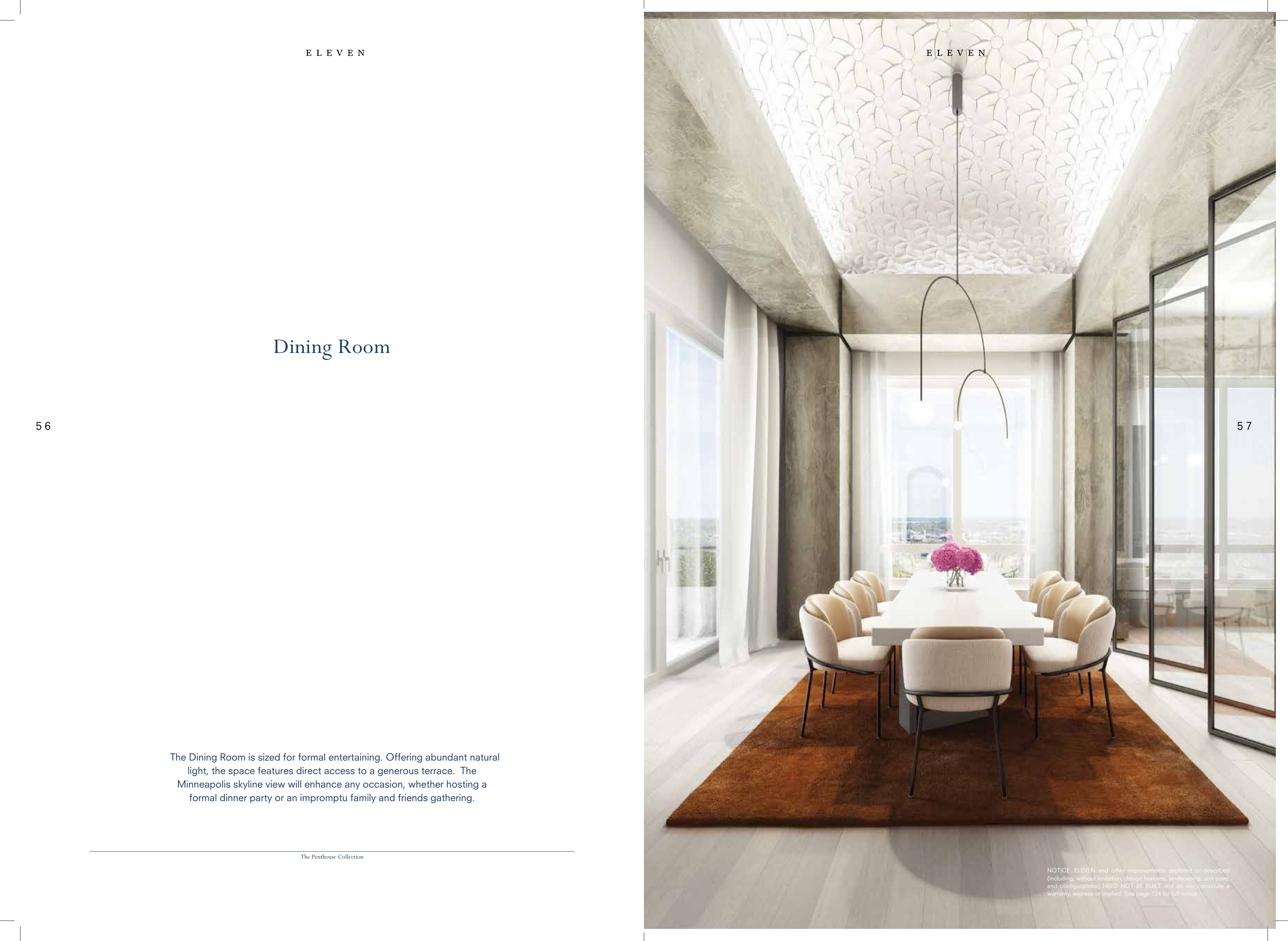 Eleven Penthouse Collection dining room spread