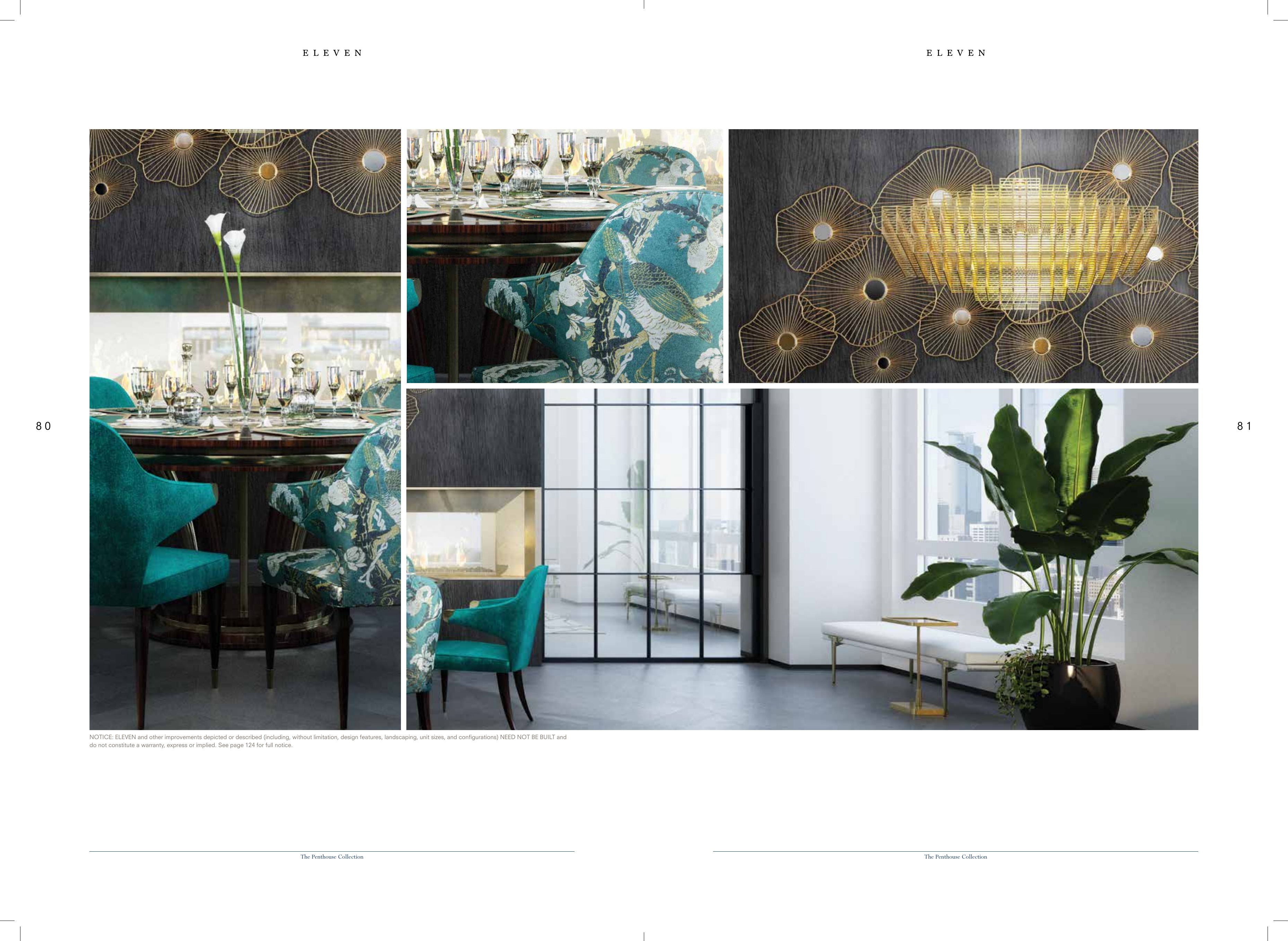 Eleven Penthouse Collection dining material spread