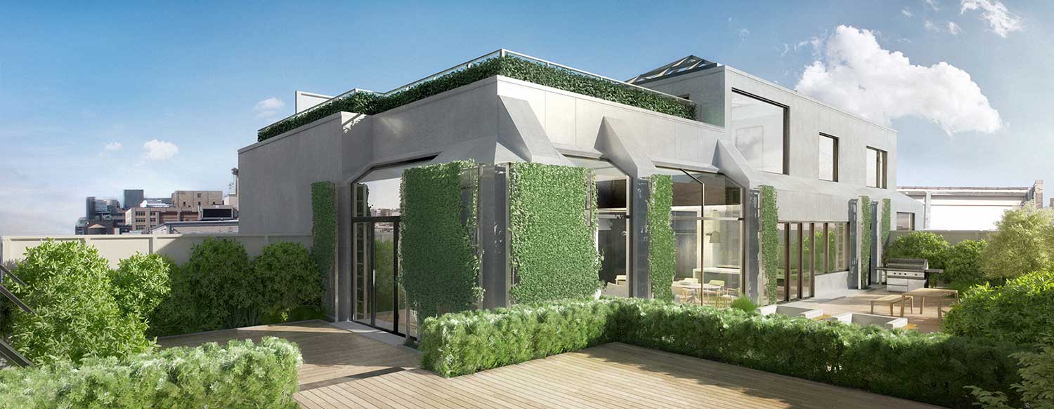 Penthouse Exterior with garden