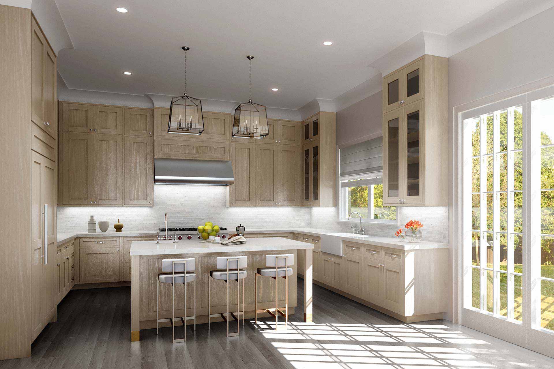 Kitchen interior rendering in Hamptons
